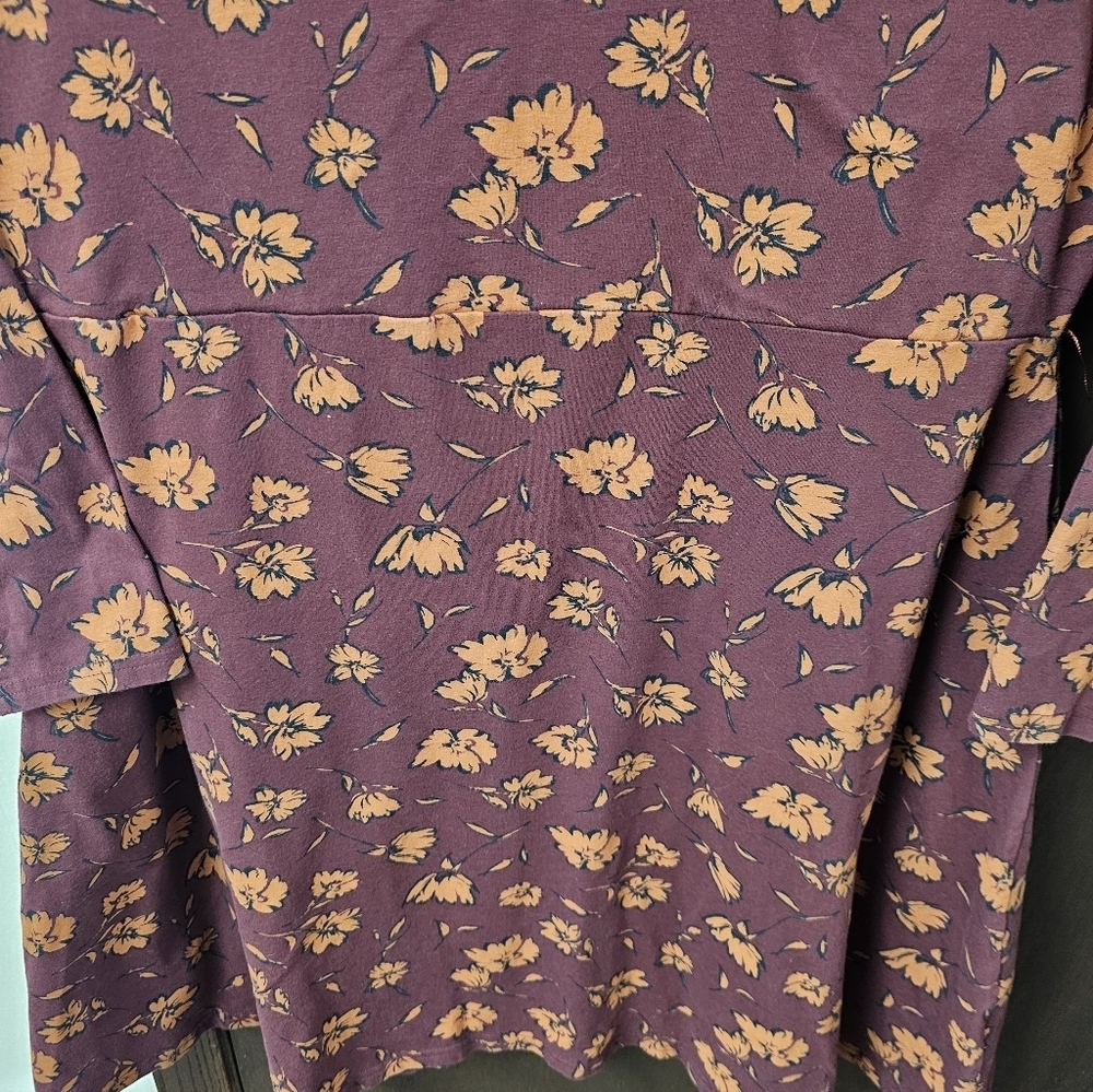 Pact Floral Dress Organic Cotton Stretch Burgundy Orange XXL Comfort Breathable - Picture 4 of 9